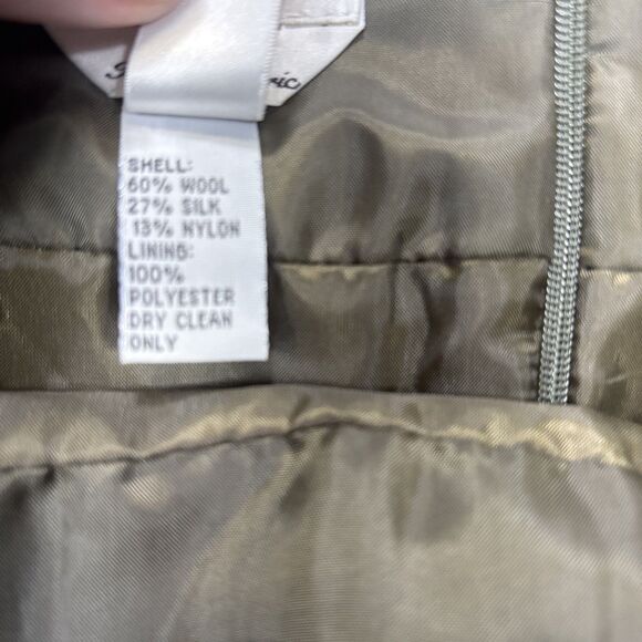 Talbots Vintage Green Tweed Wool Silk Blend Pencil Skirt Back zip above knee USA - Picture 4 of 10